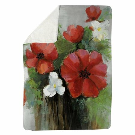 BEGIN HOME DECOR 60 x 80 in. Abstract Wild Flowers Bundle-Sherpa Fleece Blanket 5545-6080-FL4